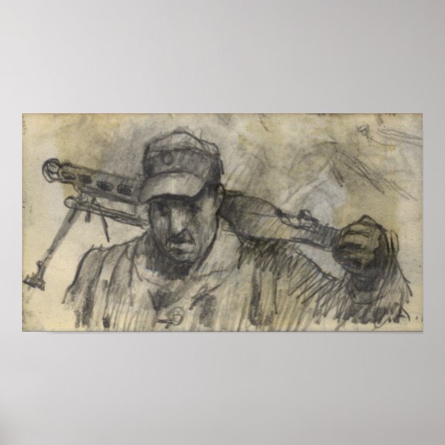 Soldier walking with MG Poster (Front)