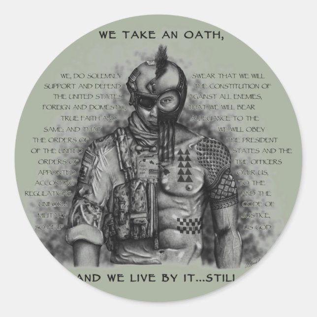 Soldier Warrior - Oath Customise Background Colour Classic Round Sticker (Front)