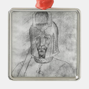 Soldier wearing a visored helmet metal tree decoration