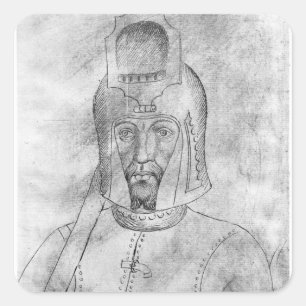 Soldier wearing a visored helmet square sticker