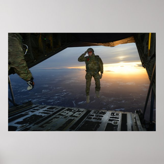 Soldier with 10th Special Forces Group Salutes Poster (Front)