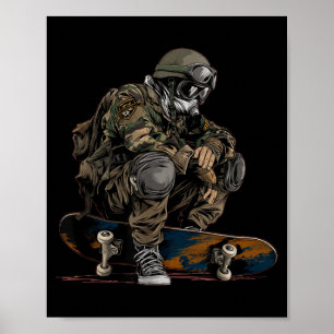 Soldier with Military Skateboard Costume for Man Poster