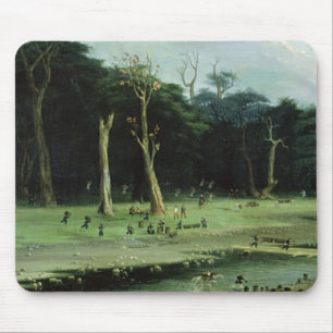 Soldiers Cutting Branches by a River (oil on canva Mouse Mat