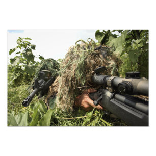 Soldiers dressed in ghillie suits photo print