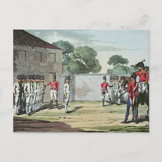 Soldiers Drilling, 1807 Postcard (Front)