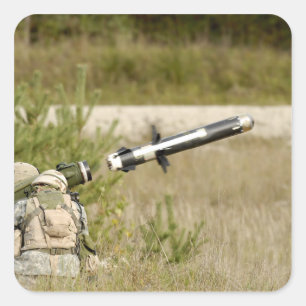 soldiers firing an FGM-148 Javelin Square Sticker