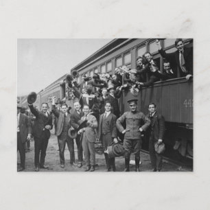 Soldiers Headed to Camp Upton During World War I Postcard