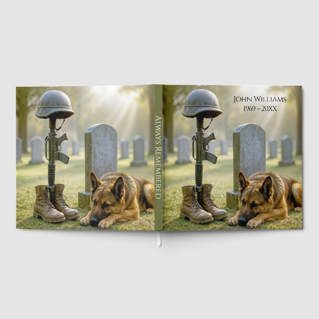 Soldier's Memorial Grave Site With Dog Guest Book (Full)