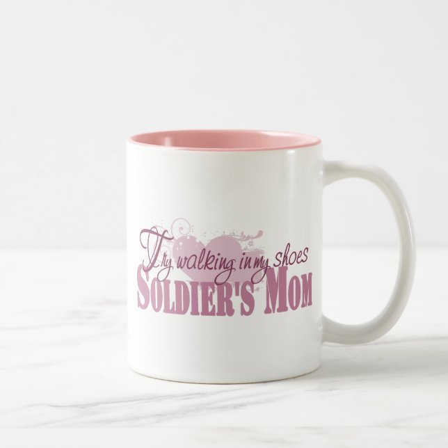 Soldiers Mum, Try Walking In My Shoes Two-Tone Coffee Mug (Right)
