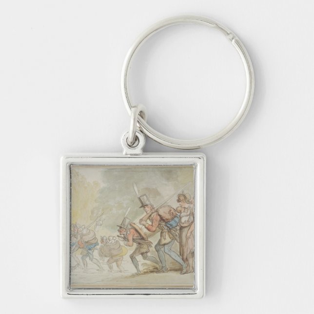 Soldiers on a March, 1805 (pen & ink and watercolo Key Ring (Front)
