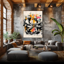 Soldiers Playing Chess – Antiwar Street Art Poster