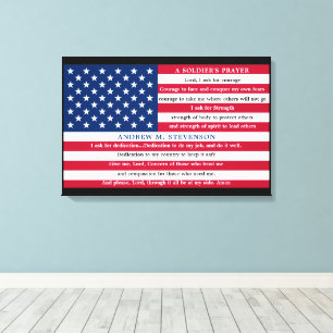 Soldiers Prayer Personalised USA American Flag Canvas Print