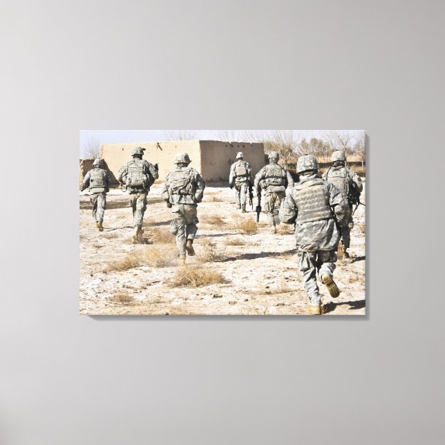 soldiers respond to a small arms attack canvas print (Front)