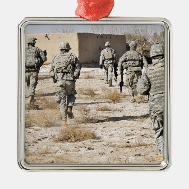 soldiers respond to a small arms attack metal tree decoration (Front)