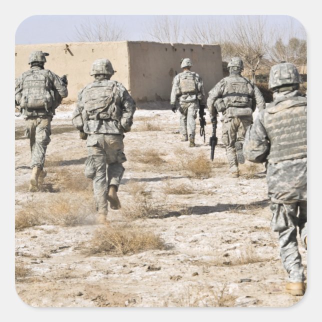 soldiers respond to a small arms attack square sticker (Front)