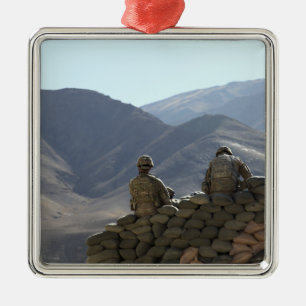 soldiers run communications equipment metal tree decoration