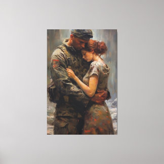 Soldier's Serenity: A Portrait of Love Canvas Print