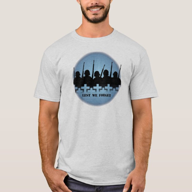 Soldiers Tribute T-shirts War Peace Lest We Forget (Front)