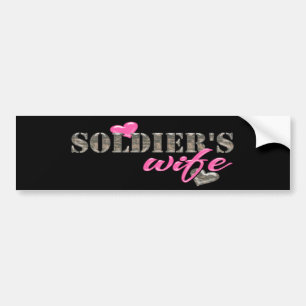 Soldier's Wife Camo and Pink Bumper Stickers