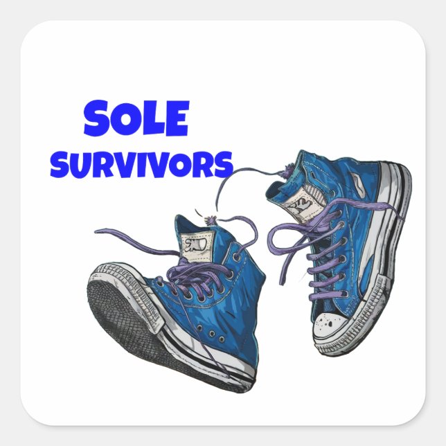 Sole Survivors - A Pair Of Well Worn Trainers Square Sticker (Front)