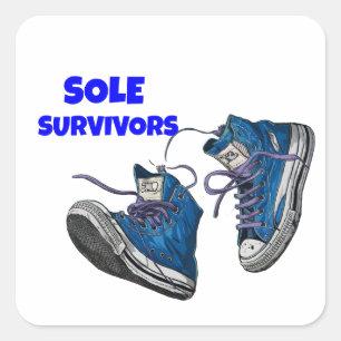 Sole Survivors - A Pair Of Well Worn Trainers Square Sticker