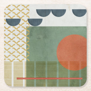 Soleil Rouge III Square Paper Coaster