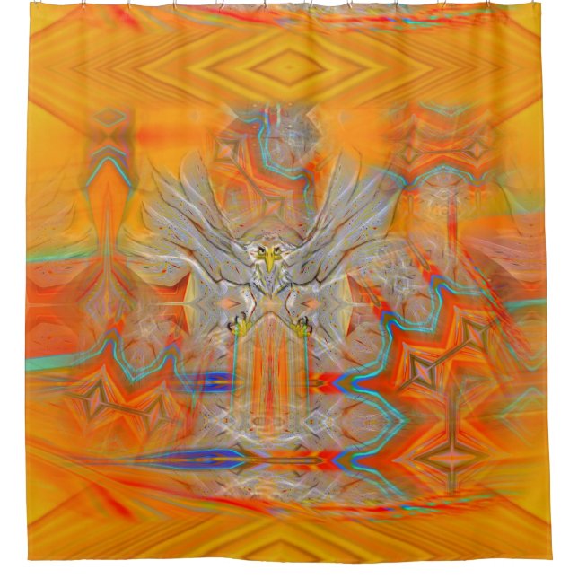 Solemnly Eagle Upswing Rising Sun Shower Curtain (Front)