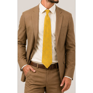 Solevaris Golden Yellow Tonal Damask Pattern Tie