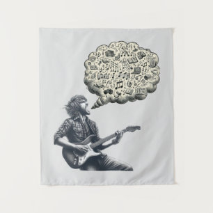 Solfeggio explosive guitar player tapestry
