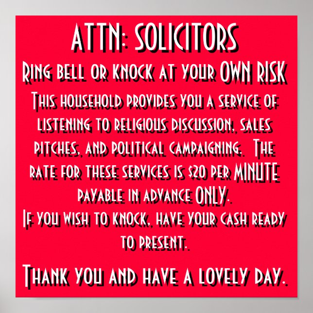 Solicitation sign (Front)