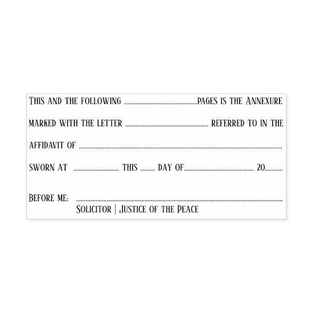 Solicitor affidavit Annexure letter number Justice Self-inking Stamp (Design)
