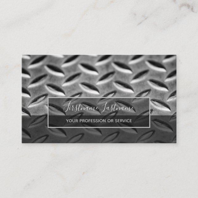 Solid abstract diamond metal plate surface business card (Front)