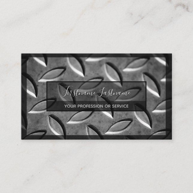 Solid abstract diamond metal plate surface business card (Front)