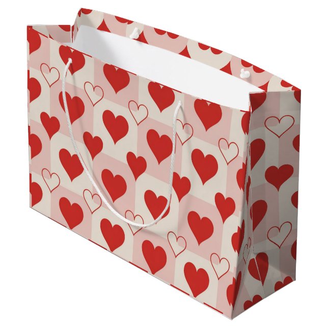 Solid and Outline Hearts Gift Bag (Back Angled)