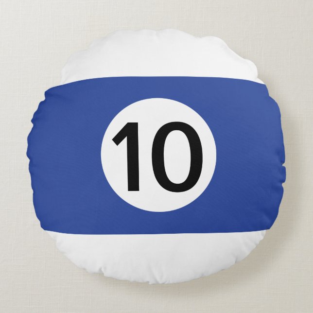 Solid and Stripe Billiard Balls #10 Collect all 15 Round Cushion (Front)