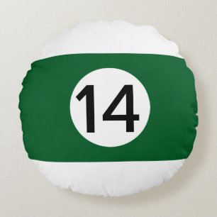 Solid and Stripe Billiard Balls #14 Collect all 15 Round Cushion