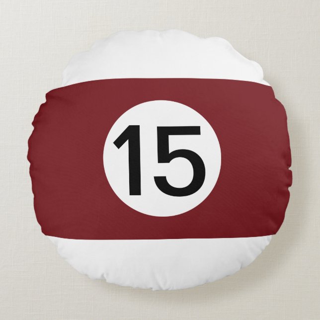 Solid and Stripe Billiard Balls #15 Collect all 15 Round Cushion (Front)