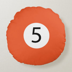 Solid and Stripe Billiard Balls #5 Collect all 15 Round Cushion