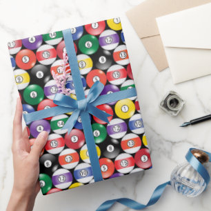 Solid and Stripe Billiards Ball Pattern Wrapping Paper