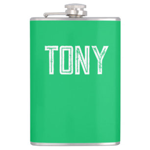 Solid Apple Green Custom Name Monogram Hip Flask