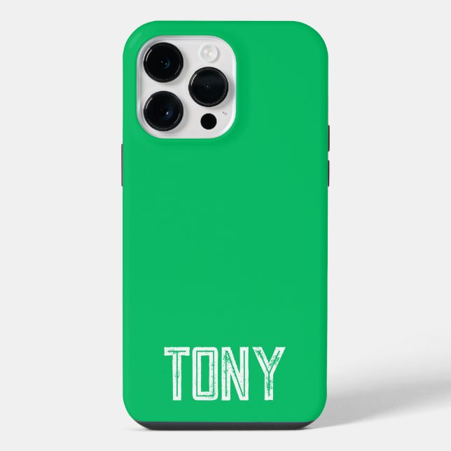 Solid Apple Green Custom Name Monogram iPhone Case (Back)