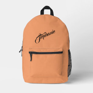 Solid Apricot Plain Personal Printed Backpack