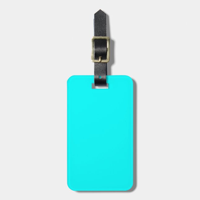 Solid Aqua Blue Luggage Tag (Front Vertical)