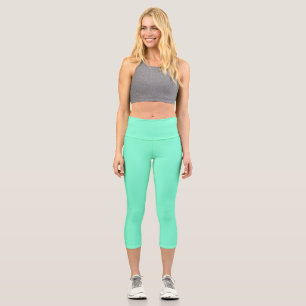 Solid Aquamarine Capri Leggings