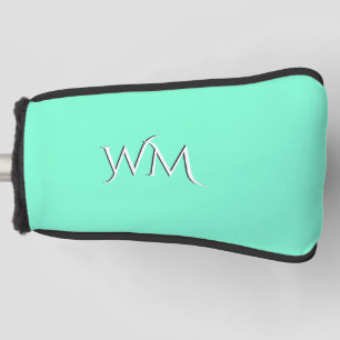 Solid Aquamarine Monogrammed Golf Head Cover