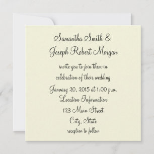 Solid Beige Wedding Invitation