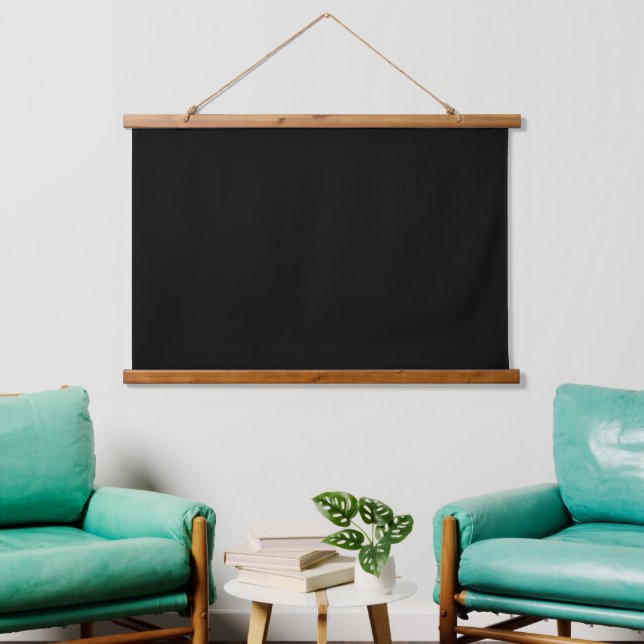Solid Black 36"x26" Horizontal Hanging Tapestry (Living Room)