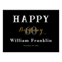 Solid Black 60th Birthday Party Celebration Glossy