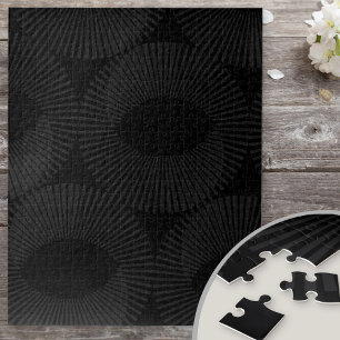 Solid Black and Grey Geometric Domino Illusion Jigsaw Puzzle