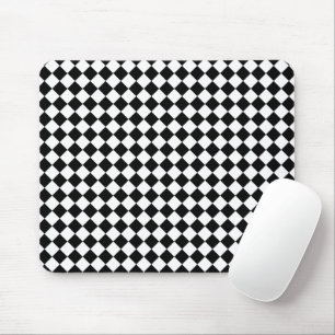 Solid Black and White Chevron Pattern Mouse Mat